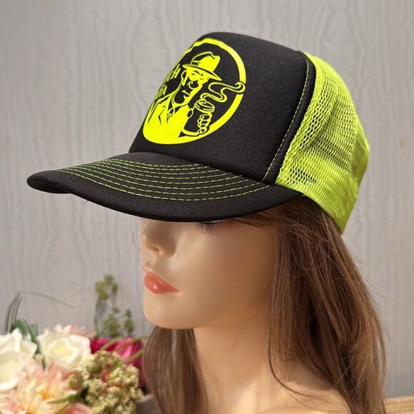 Dutch Bros Dutch Mafia Snap Back Mesh Cap Hat Unisex Neon Green Black OSFM - Picture 5 of 15